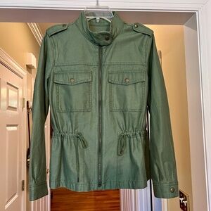 NWOT Womens J.Crew Factory Canvas Moto Military Style Jacket Green Size SMALL
